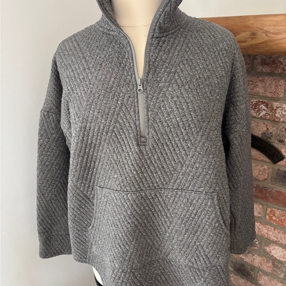 GAP Gray Textured Half-Zip Pullover - image 1